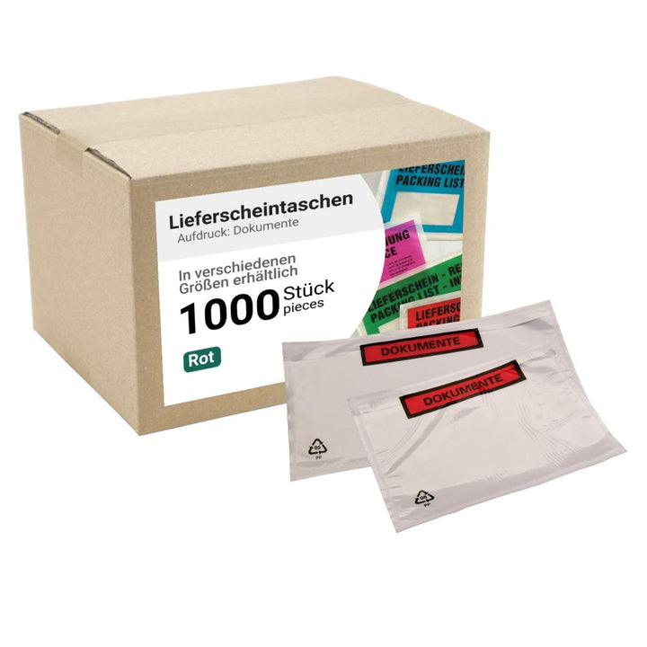 1000 Lieferscheintaschen C5 selbstklebend im Karton Premium | Dokumententaschen aus transparentem PP