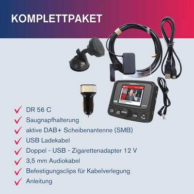Albrecht DR56 C Digitalradio-Tuner mit Farbdisplay, 27156, zum Aufrüsten für Autoradios, FM-Transmit