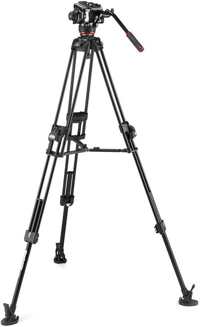 Manfrotto 504X Fluid-Videokopf mit Aluminium 645 Fast Twin Leg Videostativ, Kit mit Fast-Stativ und