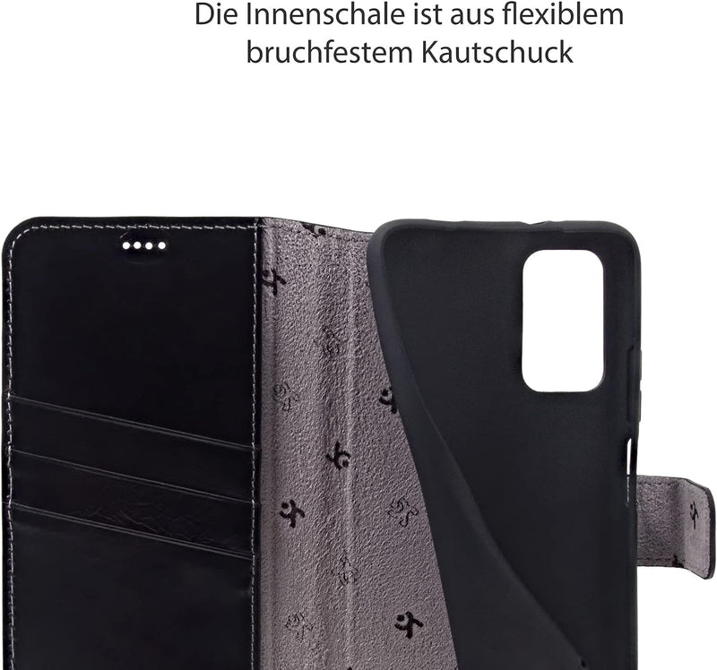 Suncase Book-Style Hülle kompatibel mit Xiaomi Poco M3 Leder Tasche (Slim-Fit) Lederhülle Handytasch