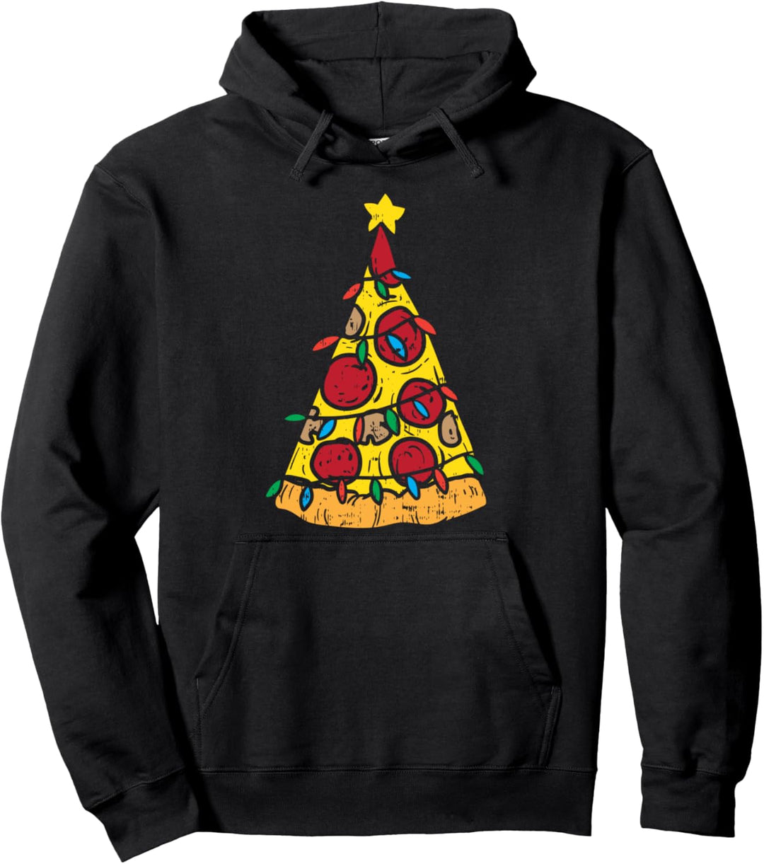 Pizza Slice Christmas Tree Light Funny Xmas Food Foodie Gift Pullover Hoodie