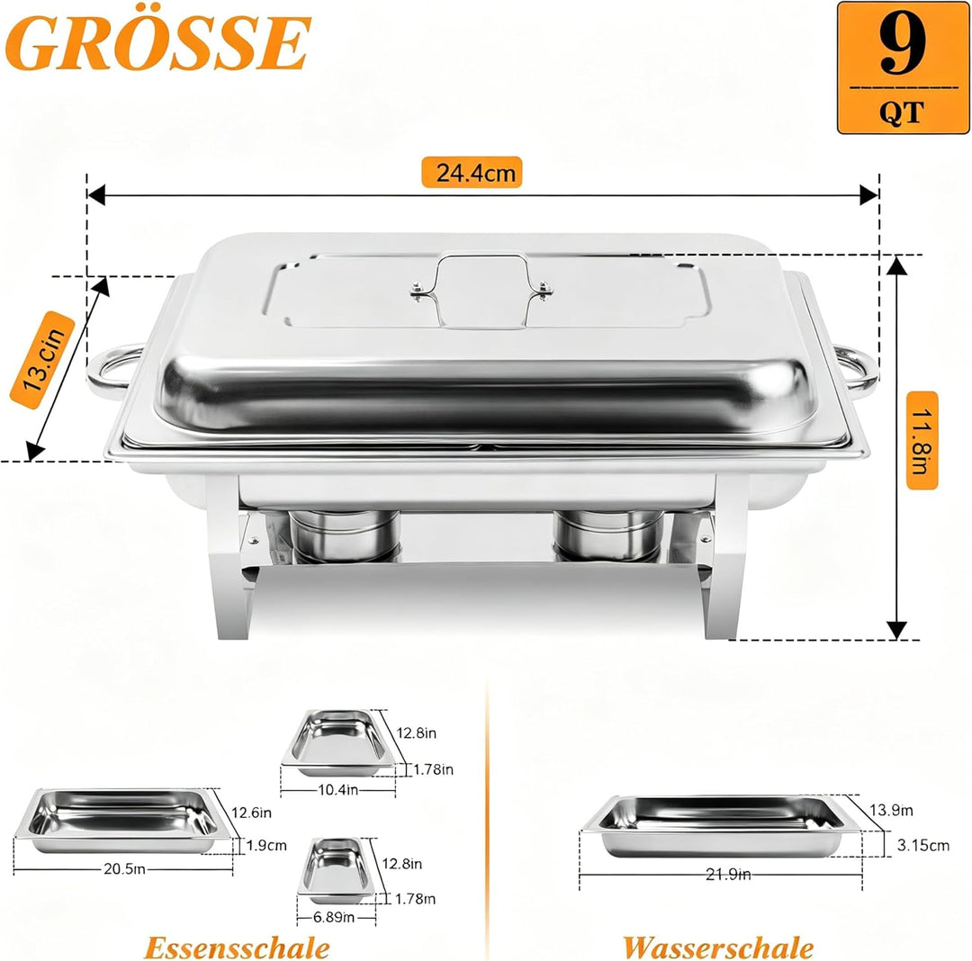 Chafing Dishes für Buffet 9 QT 4er Pack 7 Behälter, [Behälter in verschiedenen Grössen] Catering-Cha