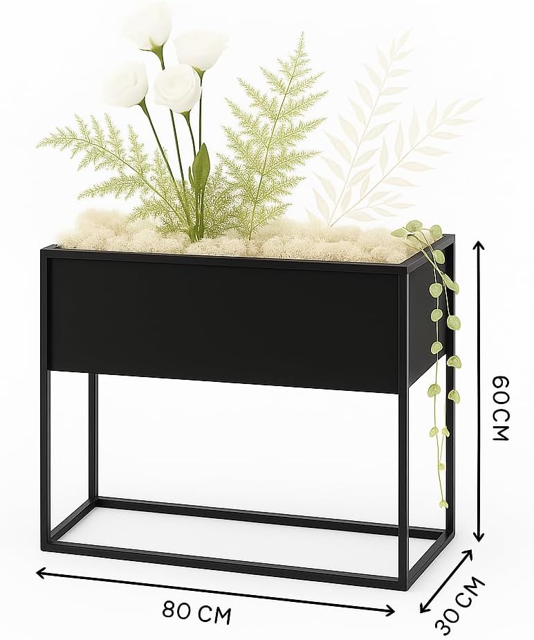 Pflanzenständer Petto - 80x30cm60cm - Farbe Schwarz - für Zimmerblumen - Metallregal - Dekorativer T