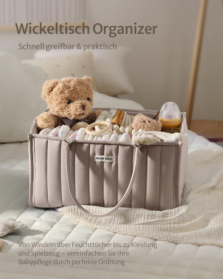 Blissful Diary Wickeltisch-Organizer, Wickelkorb für die Wickelstation, Stilvoller Wickelorganizer f