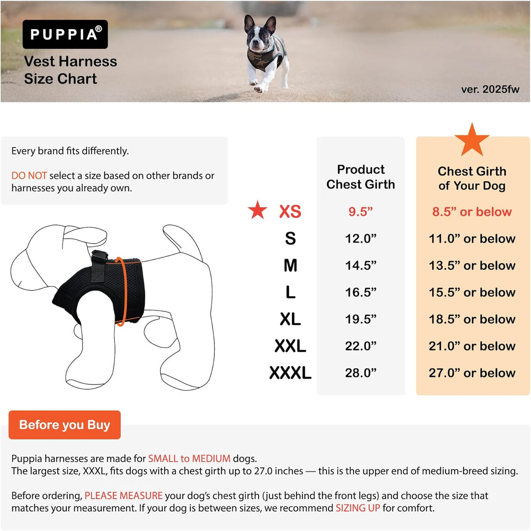 Puppia Hundegeschirr für kleine und mittelgrosse Hunde - weiche Weste in vielen Farben - Auch als We