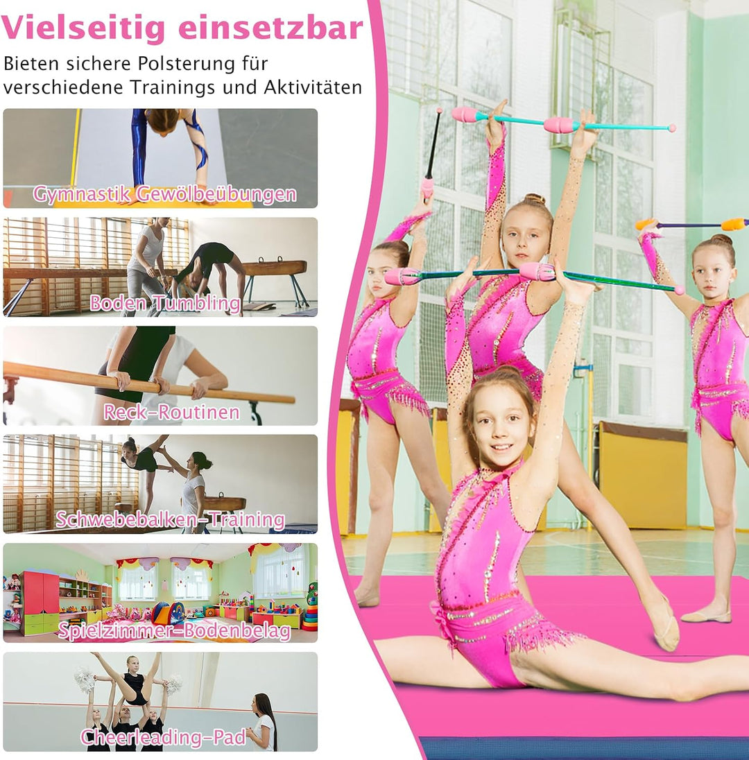 GOPLUS turnmatte klappbar, gymnastikmatte aus Kunstleder, Weichbodenmatte mit Griffe & Reissverschlu