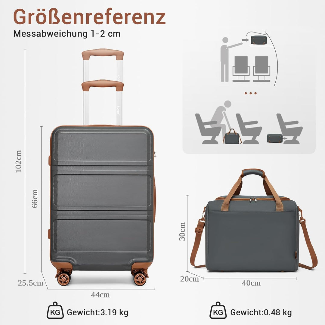 KONO Mittelgross Reisekoffer Rollkoffer Set Gepäcksets 2 Teilig, 65cm Mittelgross Trolley Koffer mit