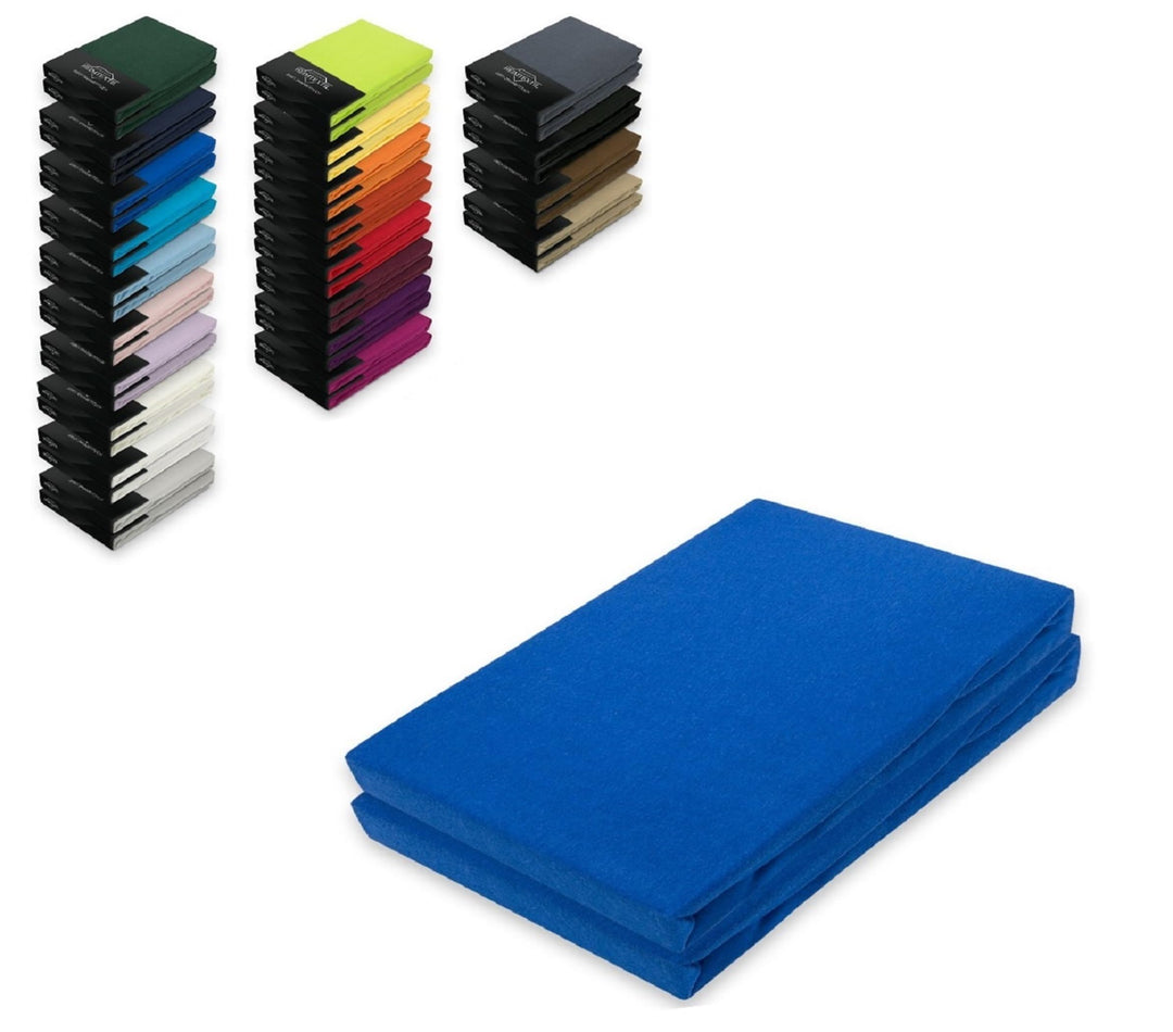 EXKLUSIV HEIMTEXTIL Jersey Spannbettlaken Doppelpack Rundumgummizug 180-200 x 200 cm Royalblau Royal