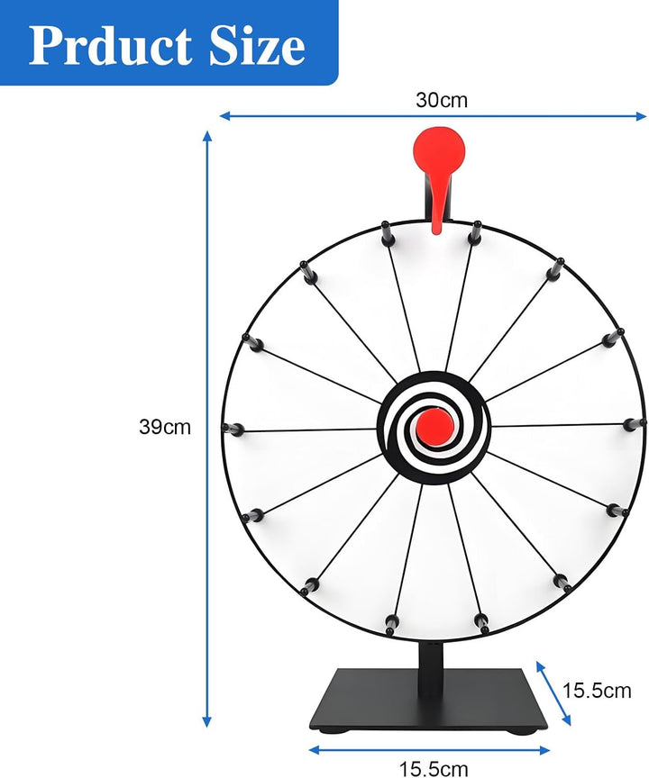 30cm Glücksrad, Glücksrad zum Drehen mit Trocken Abwischbarem Marker und Radiergummi für Lotteriespi