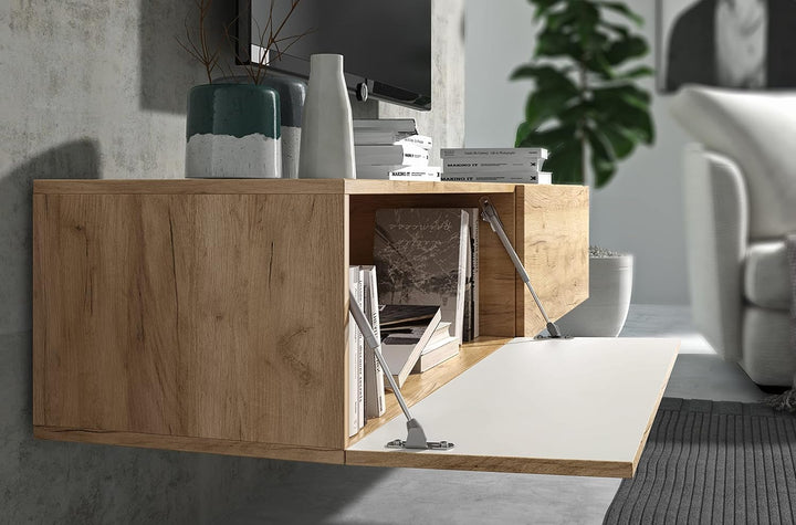 Wuun® TV Lowboard I 100cm-280cmI TV Board hängend Hängeschrank Wohnwand/Somero/Eiche 100 Eiche, 100