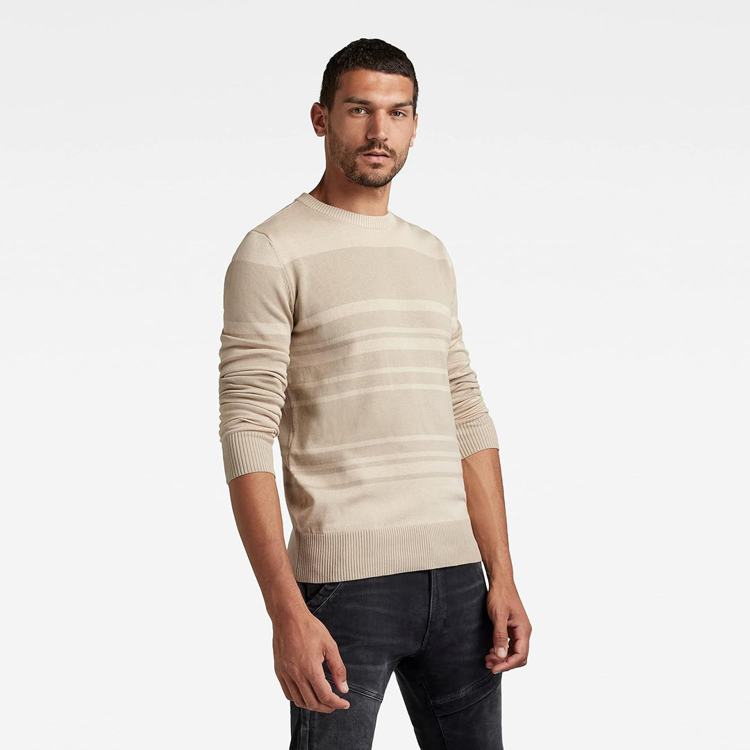G-STAR Herren Stripe Knitted Sweater XL Mehrfarbig (Dk Talc/Dk Brick Stripe), XL Mehrfarbig (Dk Talc