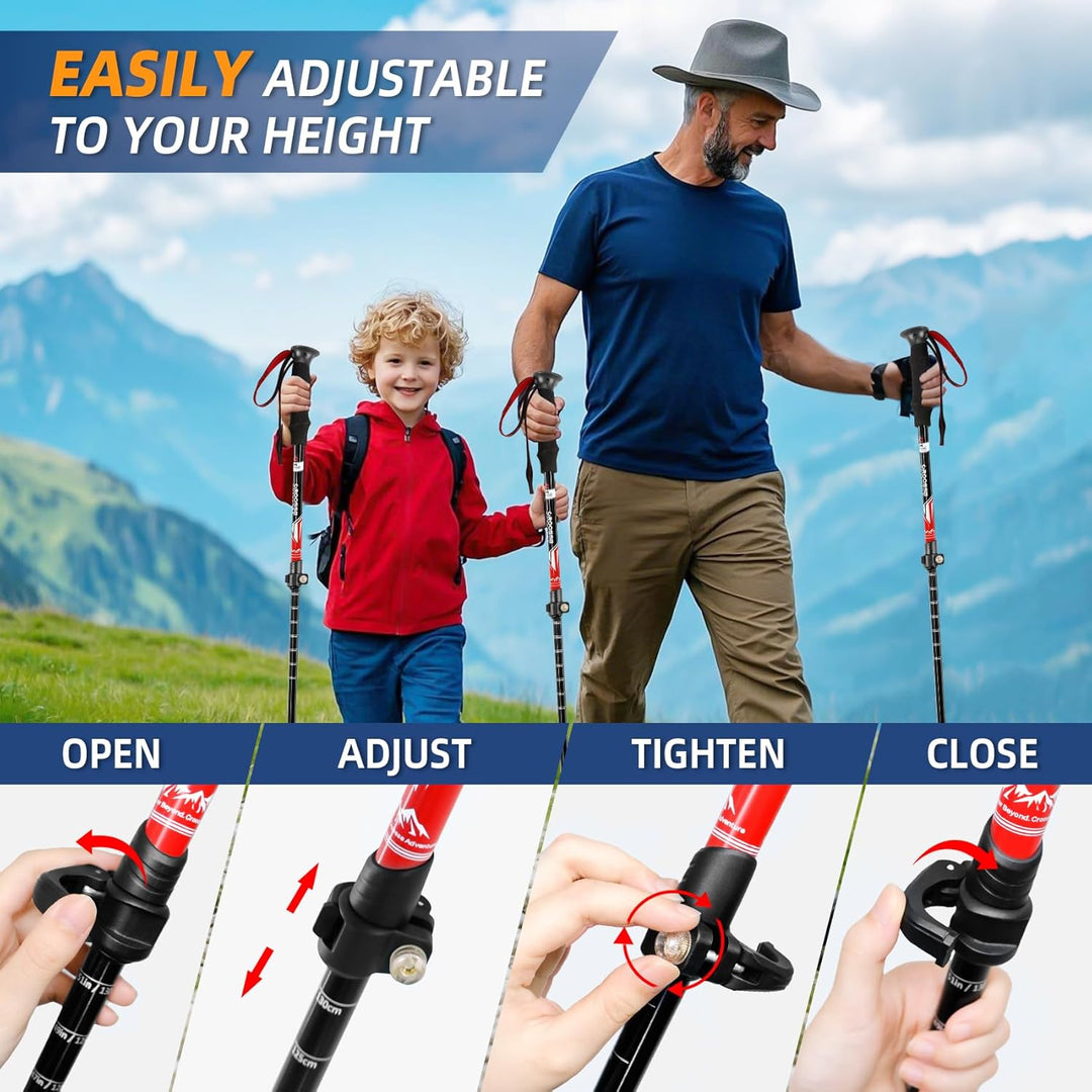 Teleskop-Trekkingstöcke, leichte Aluminium-Wanderstöcke, 2er-Set | Croosseoutdoors 210D Oxford, wass