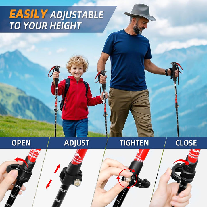 Teleskop-Trekkingstöcke, leichte Aluminium-Wanderstöcke, 2er-Set | Croosseoutdoors 210D Oxford, wass