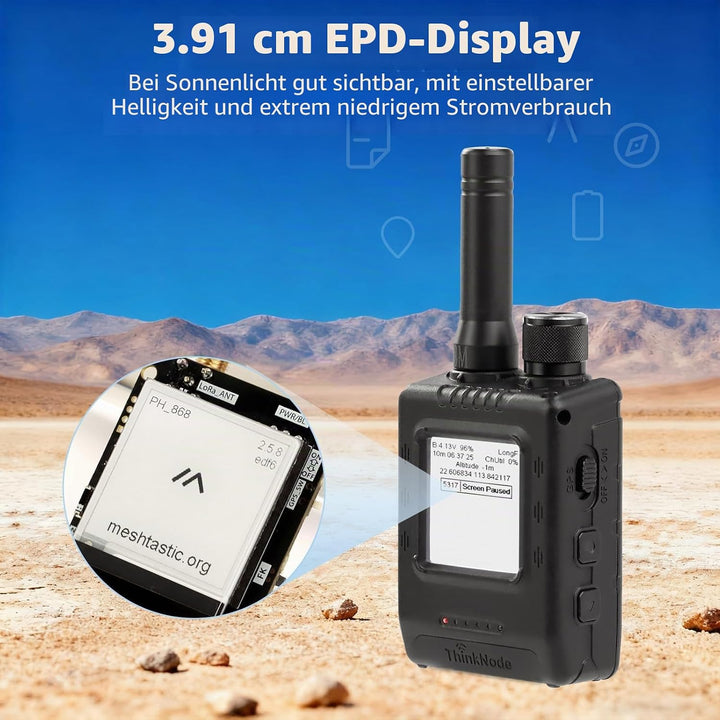 ELECROW LoRa Meshtastic Transceiver mit GPS und ESP32-S3 - ThinkNode M5 mit 1,54 Zoll EPD Bildschirm