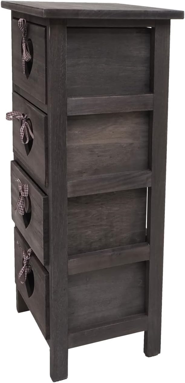 Mendler Kommode Forli, Schubladenkommode Schrank, 4 Schubladen mit Herzen 70x29x25cm, Shabby-Look, V