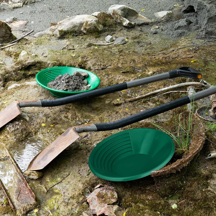 Relaxdays Goldwaschpfanne, 2er Set, Goldwaschen, H x D: 8 x 38 cm, Kunststoff, 3 Zonen Waschpfanne,
