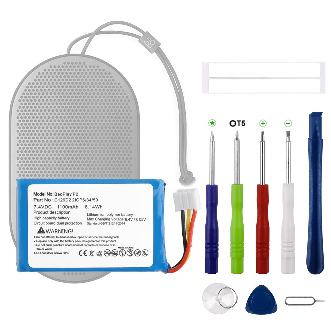 Neu 1100mAh C129D2 Akku Ersatz Kompatibel mit BeoPlay P2 Bang & Olufsen Bluetooth Lautsprecher Ersat