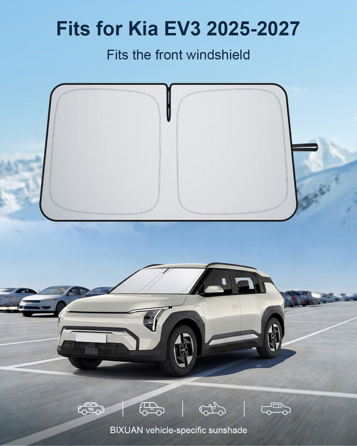 BIXUAN Frontscheiben-Sonnenschutz kompatibel mit Kia EV3 2025 2026 2027 Auto Sonnenschutz Abdeckung