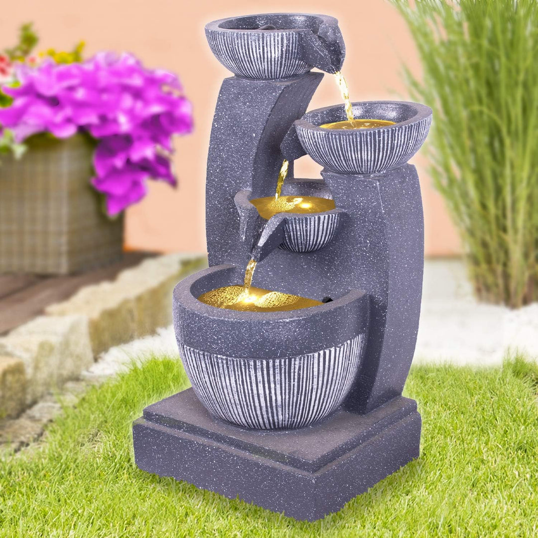 Gartenbrunnen Brunnen Zierbrunnen Zimmerbrunnen Springbrunnen Brunnen mit LED-Licht 230V Wasserfall