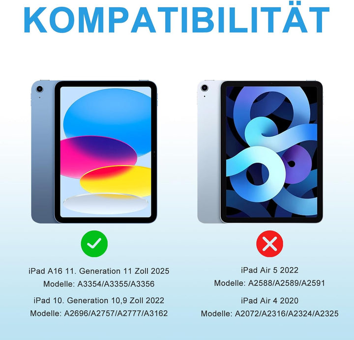 MMK Hülle mit Tastatur für iPad 10 Generation 2022(11/10.9 Zoll)/A16 11 Generation 2025, Abnehmbare
