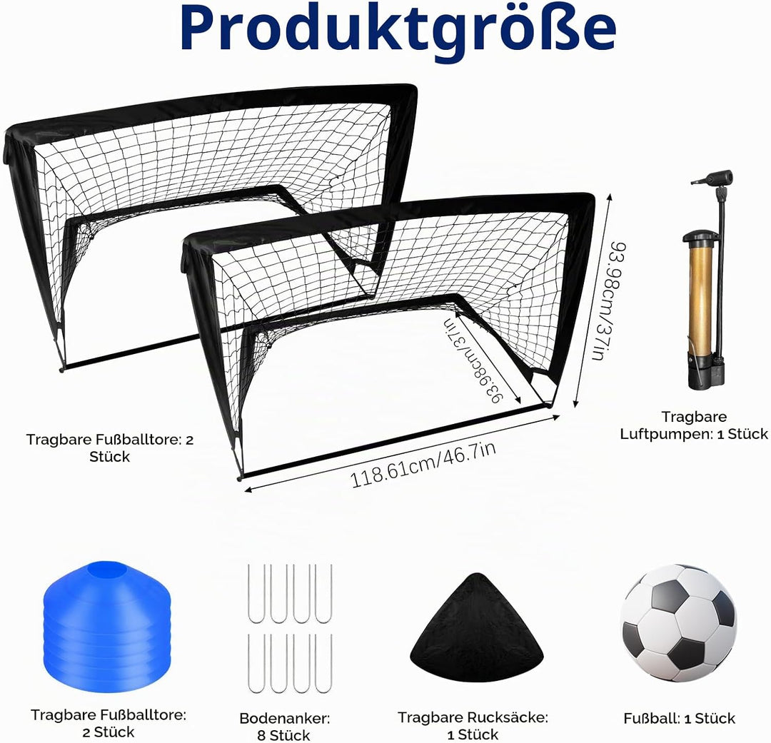2er Fussballtor Kinder Set,grosses Fussballtor für Kinder und Erwachsene,Fussball-Tore Faltbar mit G