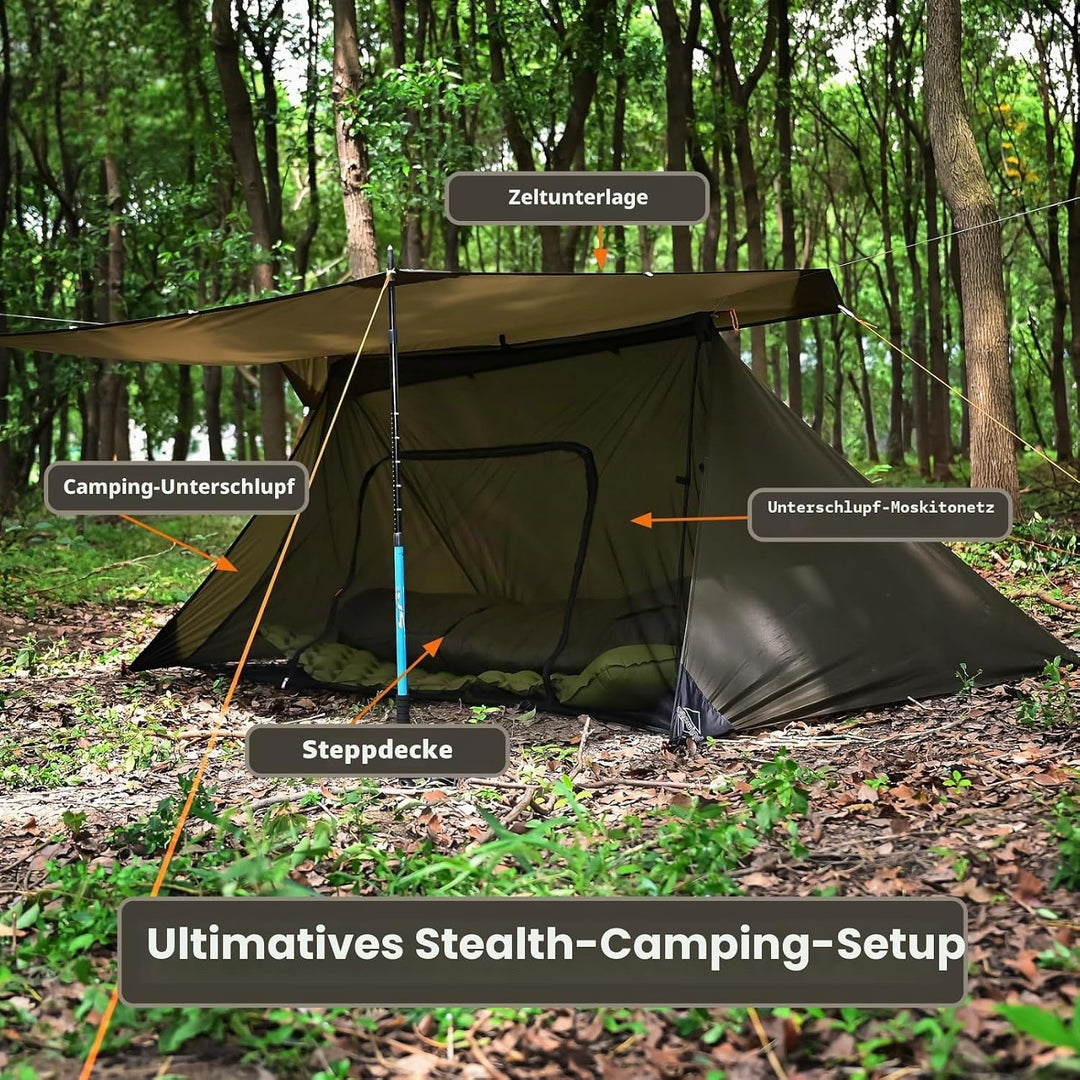 Onewind Camping Shelter mit Moskitonetz, Zelt Emergency Survival Shelter, leicht, wiederverwendbar,