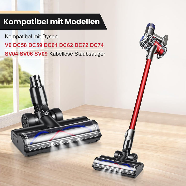 Ersatzkopf für Dyson V6 DC58 DC59 DC61 DC62 DC72 DC74 Akku-Staubsauger, V-förmige Turbo-Borsten-Roll