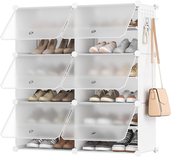 HOOBRO Schuhregal mit 6 Fächern, Schuhschrank, für 24 Paar Schuhe, 40 x 30 x 30 cm pro Fach, schmal,