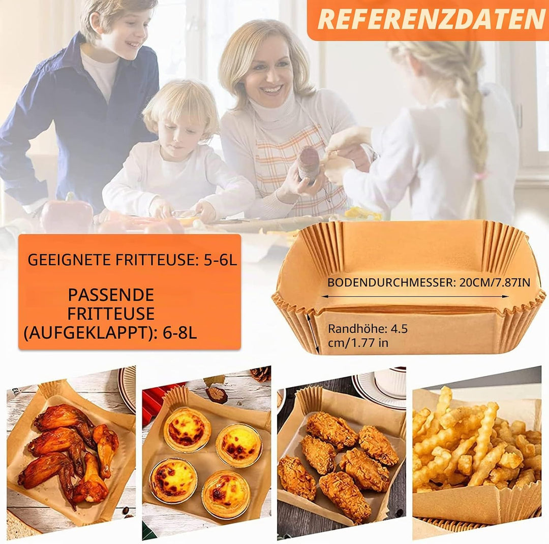 Backpapier für Heissluftfritteuse, 200 Stück Backpapier Airfryer Antihaft-Einweg Pergamentpapier Qua
