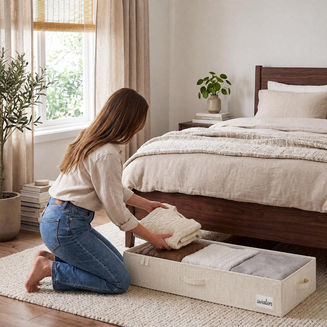 StorageWorks Unterbett Aufbewahrung, grosse Unterbett Aufbewahrungsbox mit Deckel, Unter bett Aufbew