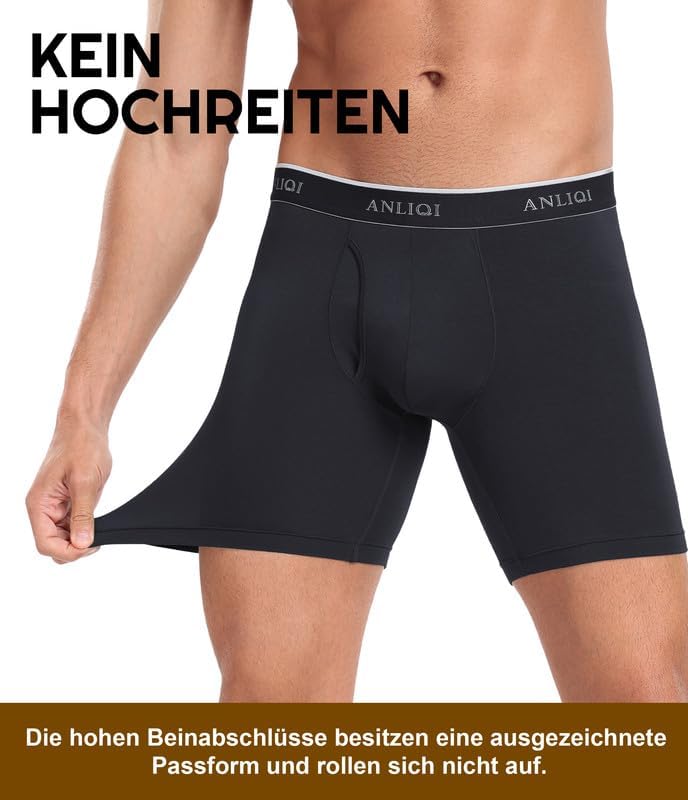 COLORFULLEAF Bambus Boxershorts Herren Lang 3/6/7er Pack Unterhosen Männer Stretch Atmungsaktiv Unte