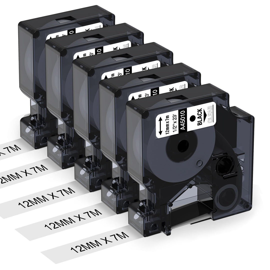 Aken Etikettenband Kompatibel mit Dymo D1 Transparent 12mm x 7m 45010 für LabelManager 160 280 210D
