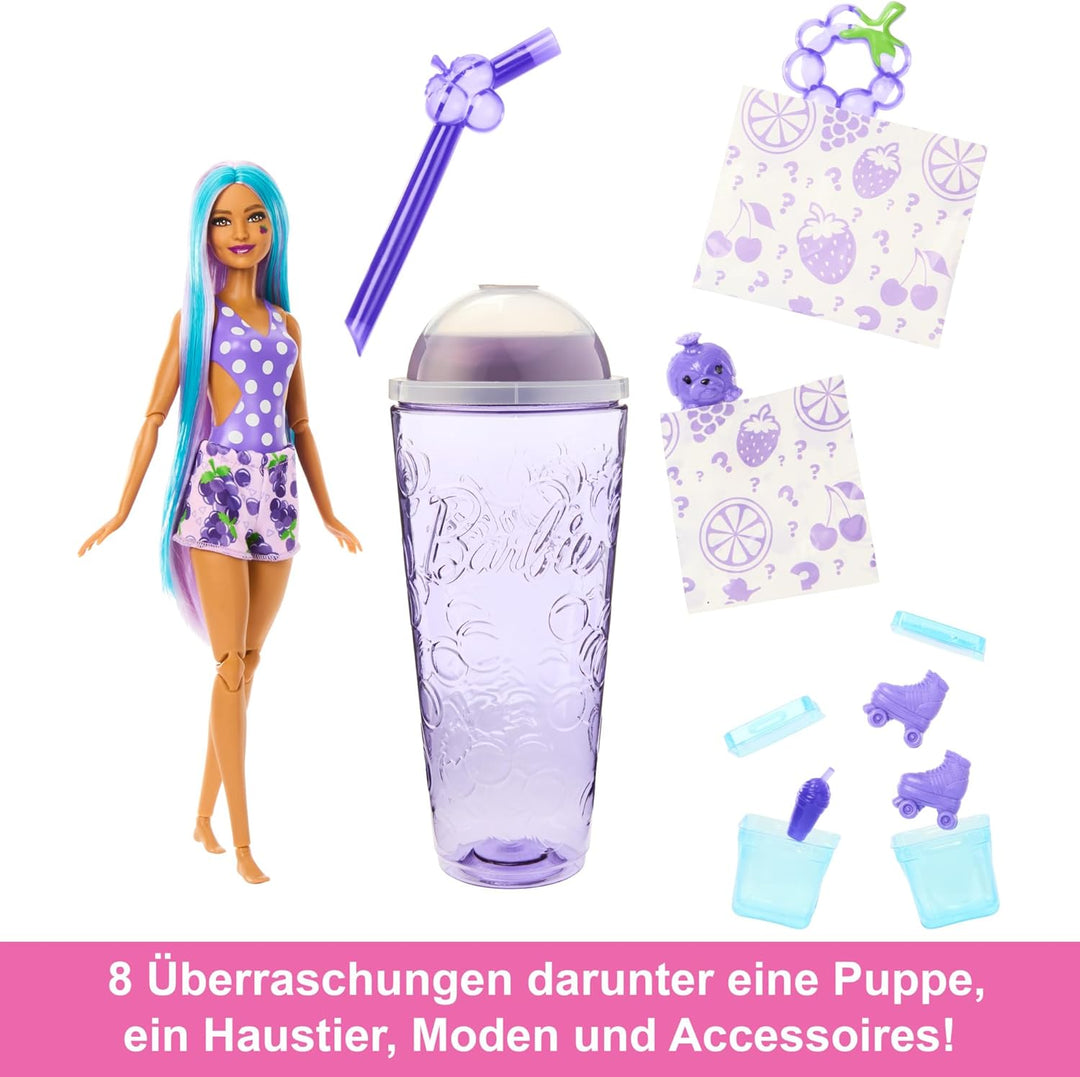 Barbie Pop Reveal Fruit - Puppe mit violetten Haaren im Grapefruitduft, 8 Überraschungen, duftendes