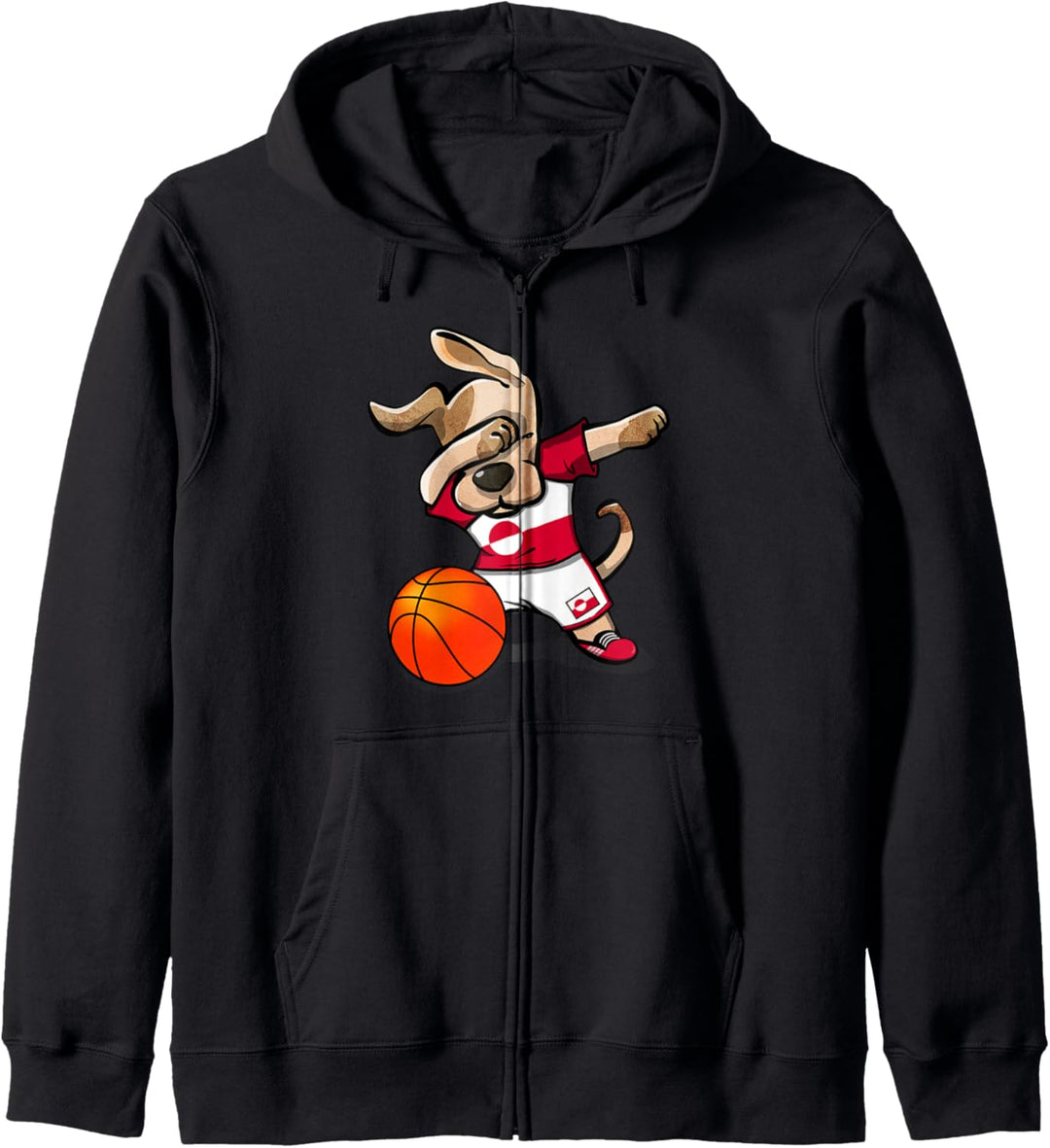 Dabbing Dog Hund Grönland Basketball - Grönländische Flagge Kapuzenjacke