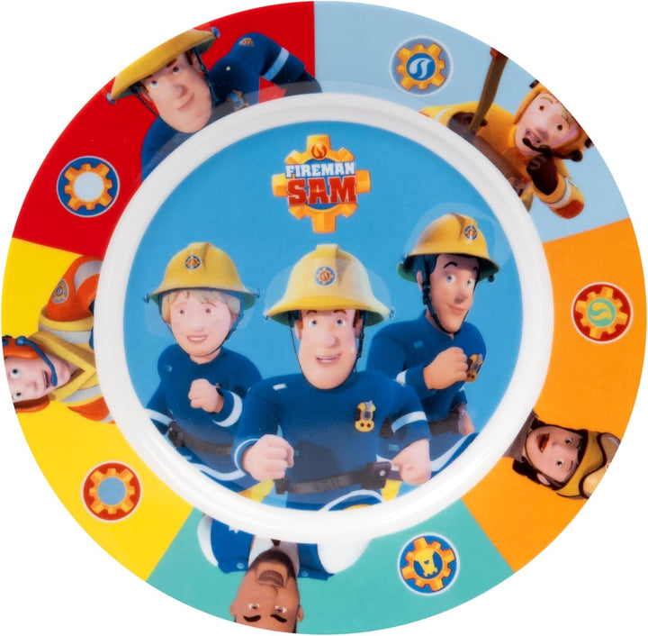 Feuerwehrmann Sam Frühstücksset für Kinder - Geschirr Set 3-teilig Teller, Schale & Tasse aus Porzel