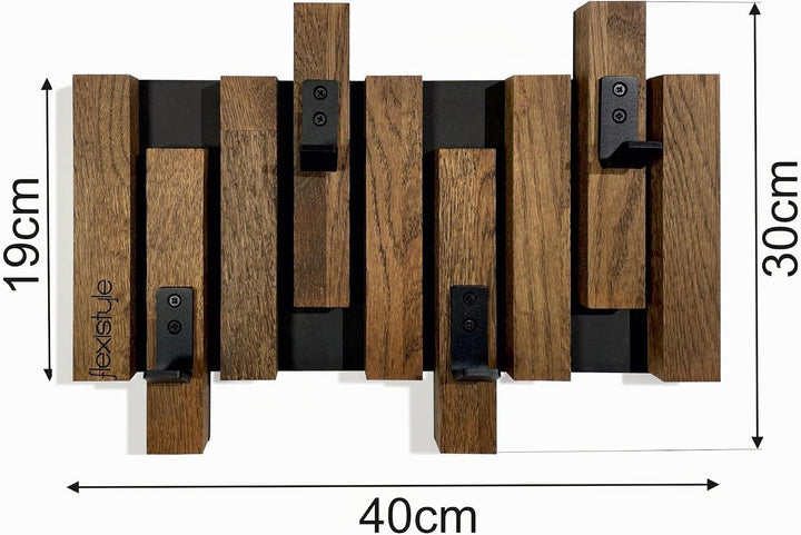 FLEXISTYLE Kleiderhaken Wand Wandgarderobe Flurgarderobe Garderobe Flur Holz Eiche design Lamellen p