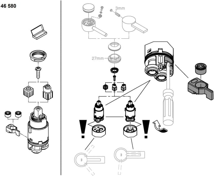 GROHE Kartusche (28 mm, mit keramischem Dichtsystem, mit Temperaturbegrenzer), 46580000 28 mm Für Ei