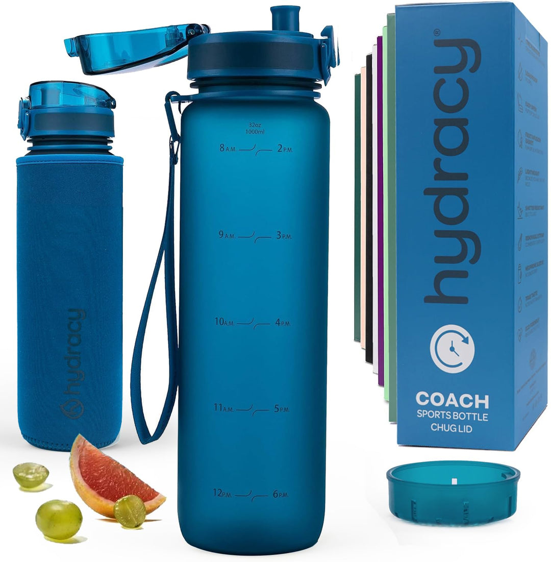 Hydracy Trinkflasche mit Fruchteinsatz - 1L Wasserflasche - BPA-freie Trinkflasche mit Zeitmarkierun