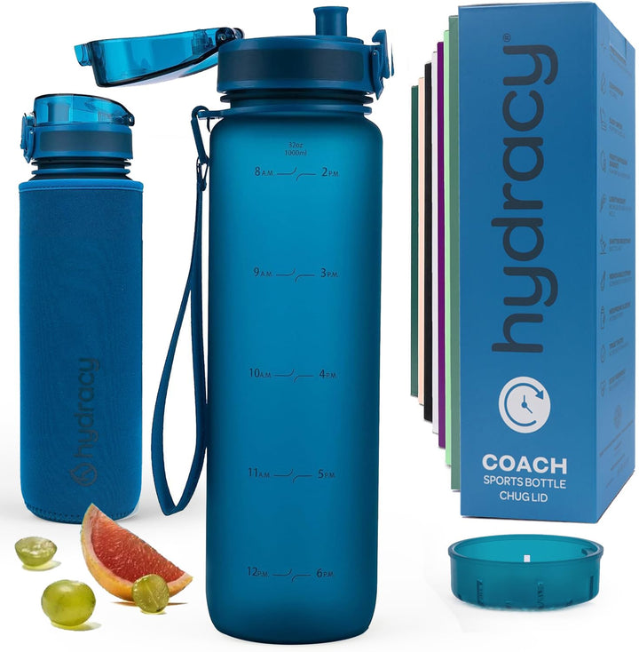 Hydracy Trinkflasche mit Fruchteinsatz - 1L Wasserflasche - BPA-freie Trinkflasche mit Zeitmarkierun