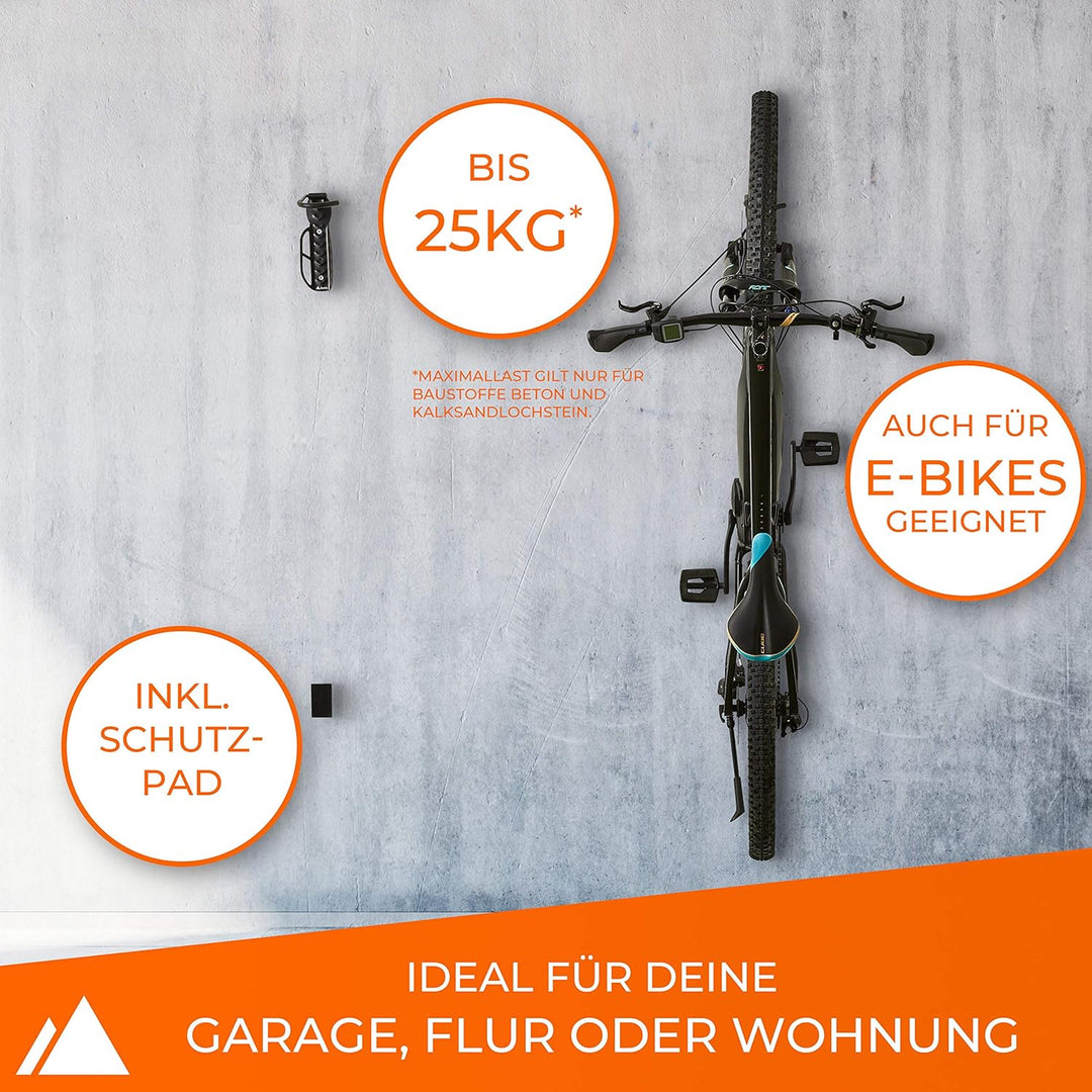 Avelo® Fahrrad Wandhalterung [2er Set] - Fahrradhalter passt für alle Räder [Aufhängung bis 25 Kg] -