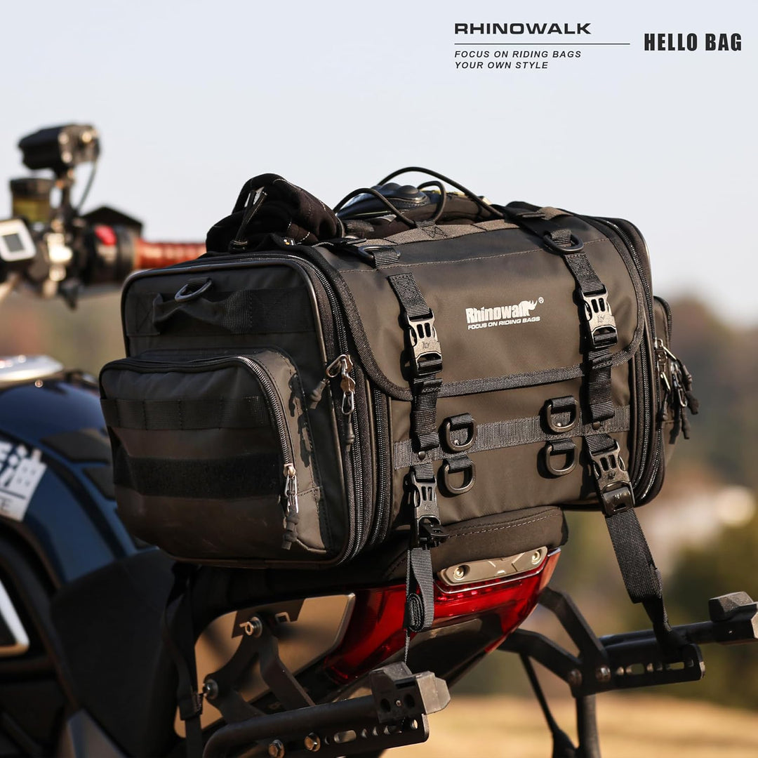 Rhinowalk Motorrad Sitztaschen 33-45L Wasserdicht Motor Rücksitztasche Gepäcktasche Hecktasche Erwei
