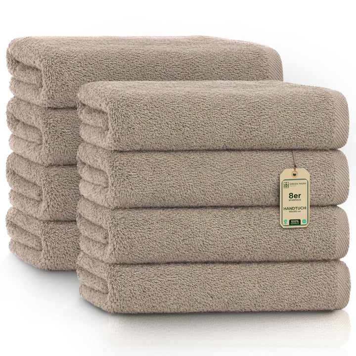 NatureMark 8er Spar-Pack Frottier Handtücher, Handtuch-Set, 50 x 100 cm, Sand/Beige, 100% Baumwolle,