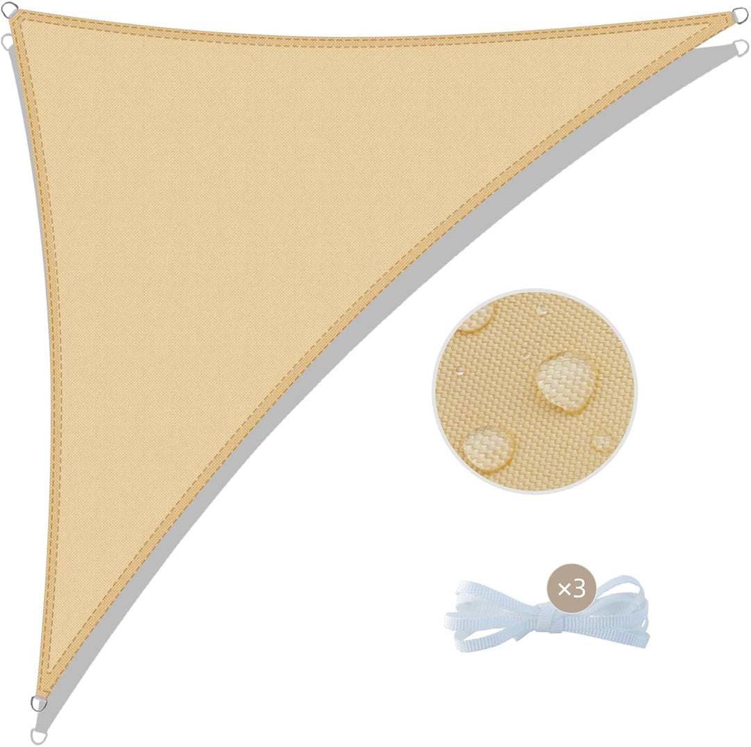 COOL AREA Sonnensegel Wasserdicht Dreieckig 3x3x4.25m Sonnenschutz 95% UV Schutz Windschutz,Wasserab
