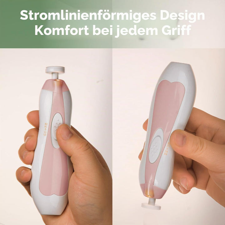 haakaa Elektrischer Baby-Nagelknipser, Baby-Nagelfeilen-Set mit 6 Schleifkopf und LED-Licht für Neug