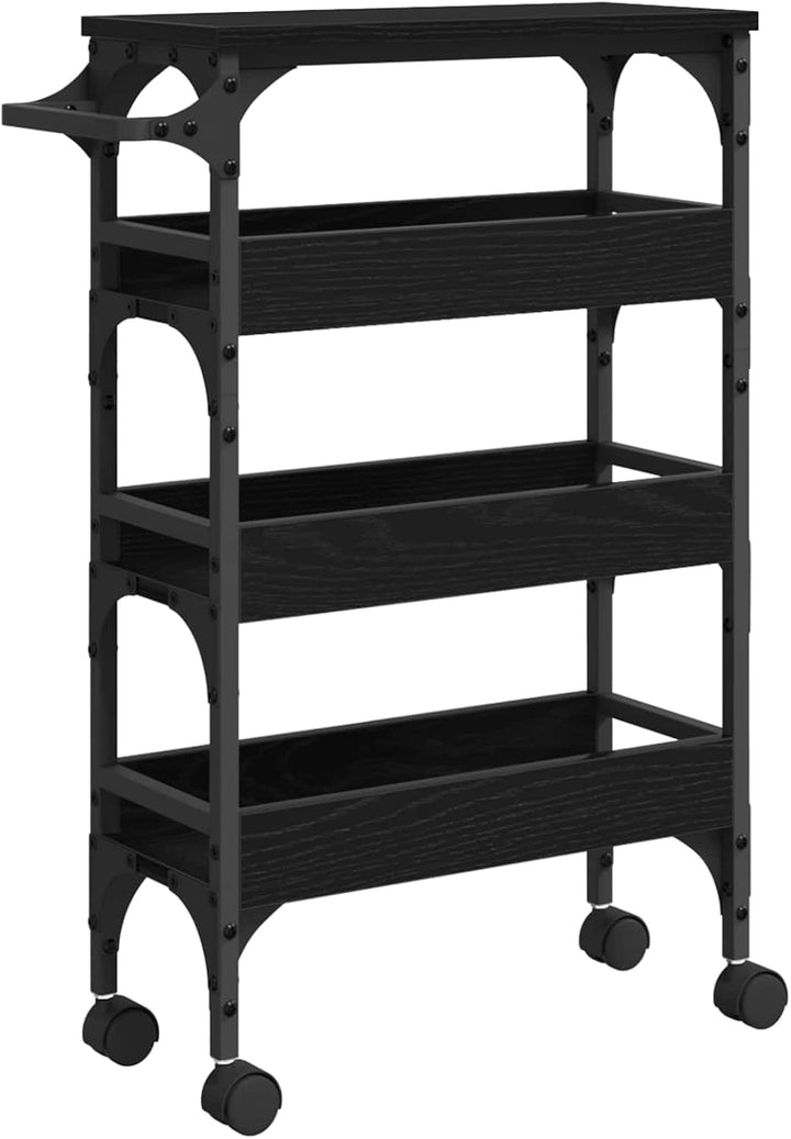 Küchenwagen mit Rollen 53 x 20 x 76 cm, Schmaler Servierwagen in Eichen-Optik, Beistellwagen für Küc