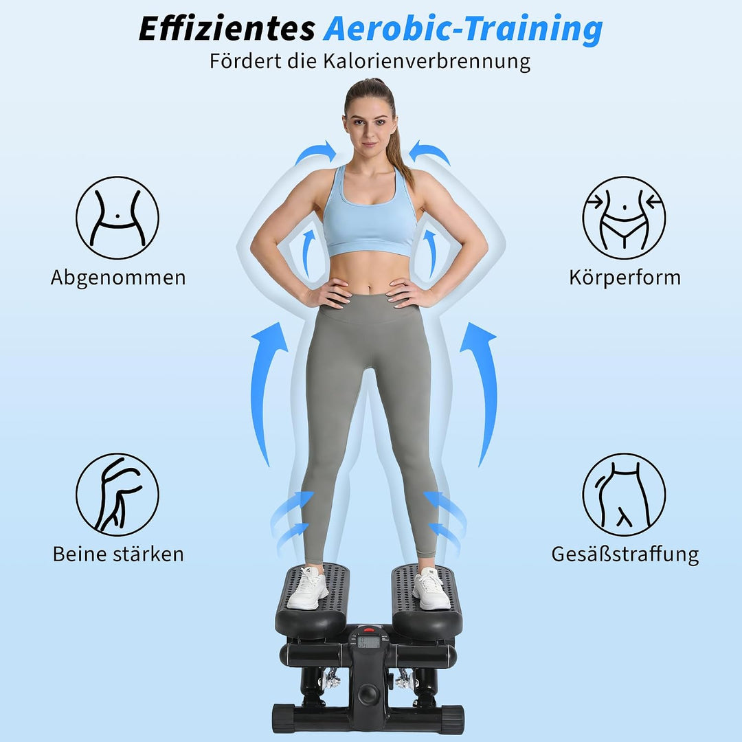 Mini Stepper - Stepper für Zuhause mit Power Ropes - 2-In-1 Ministepper für Beine &amp; Arm - Widerstand
