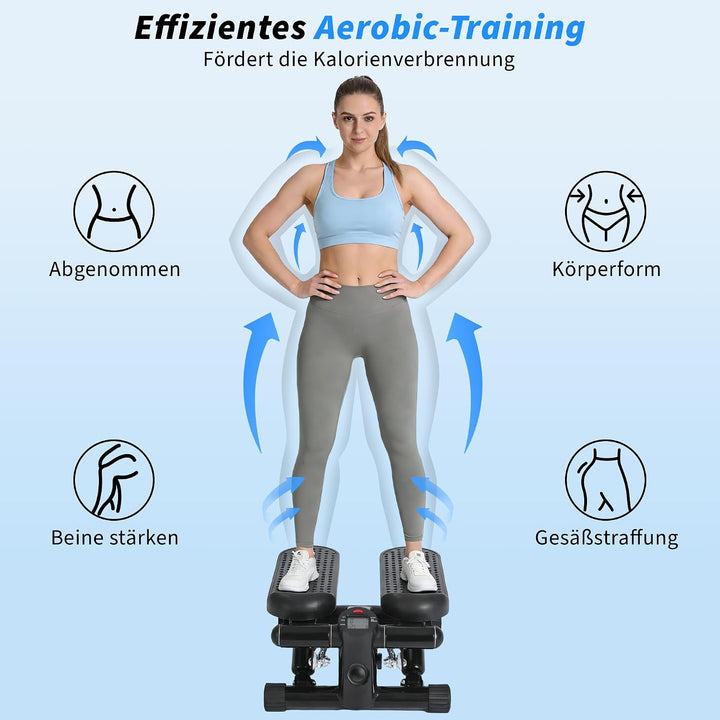 Mini Stepper - Stepper für Zuhause mit Power Ropes - 2-In-1 Ministepper für Beine &amp; Arm - Widerstand
