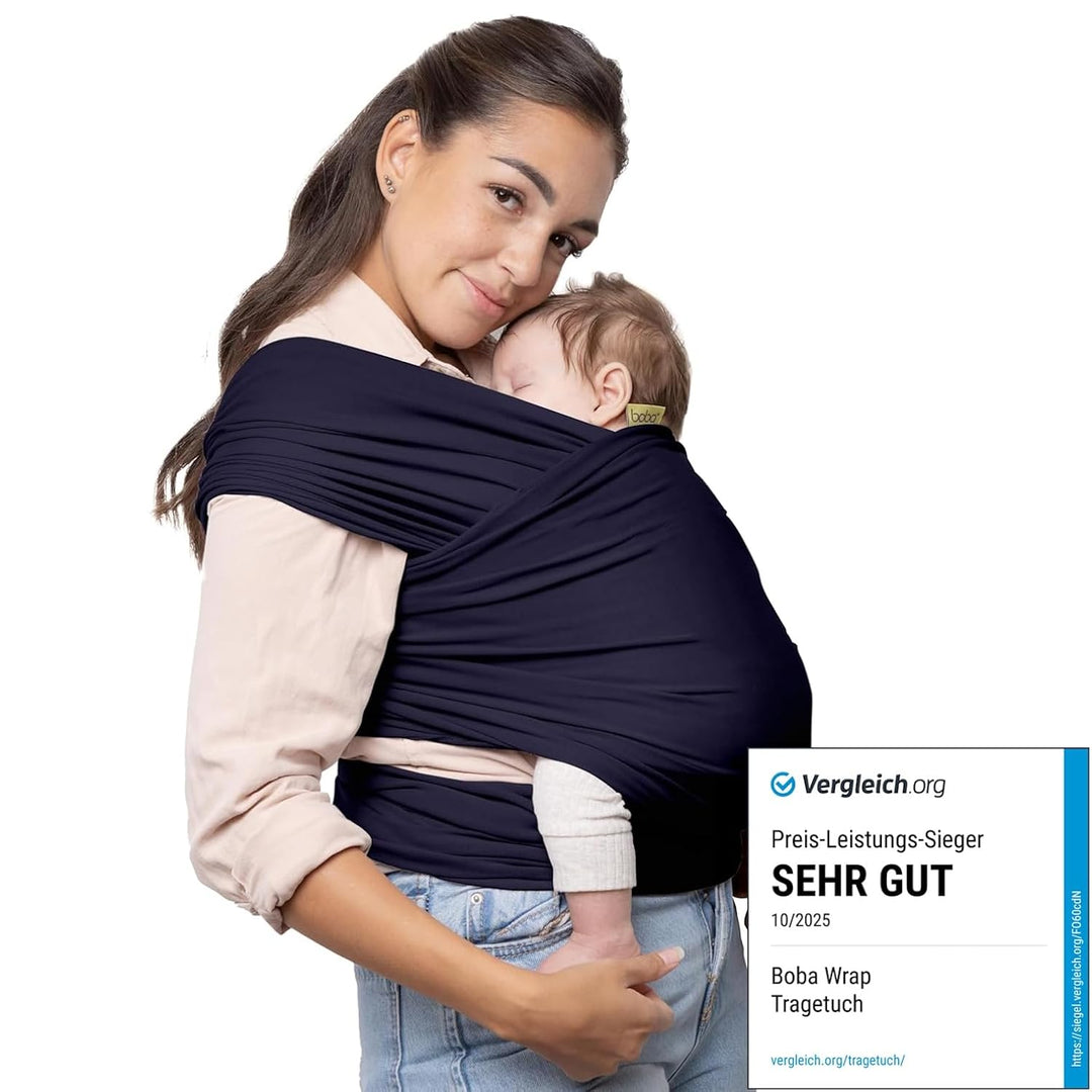 Boba Babytragetuch ab Geburt bis 15 kg - Kuschelweiches & Stützendes Baumwollfrottee, Tragetuch Baby