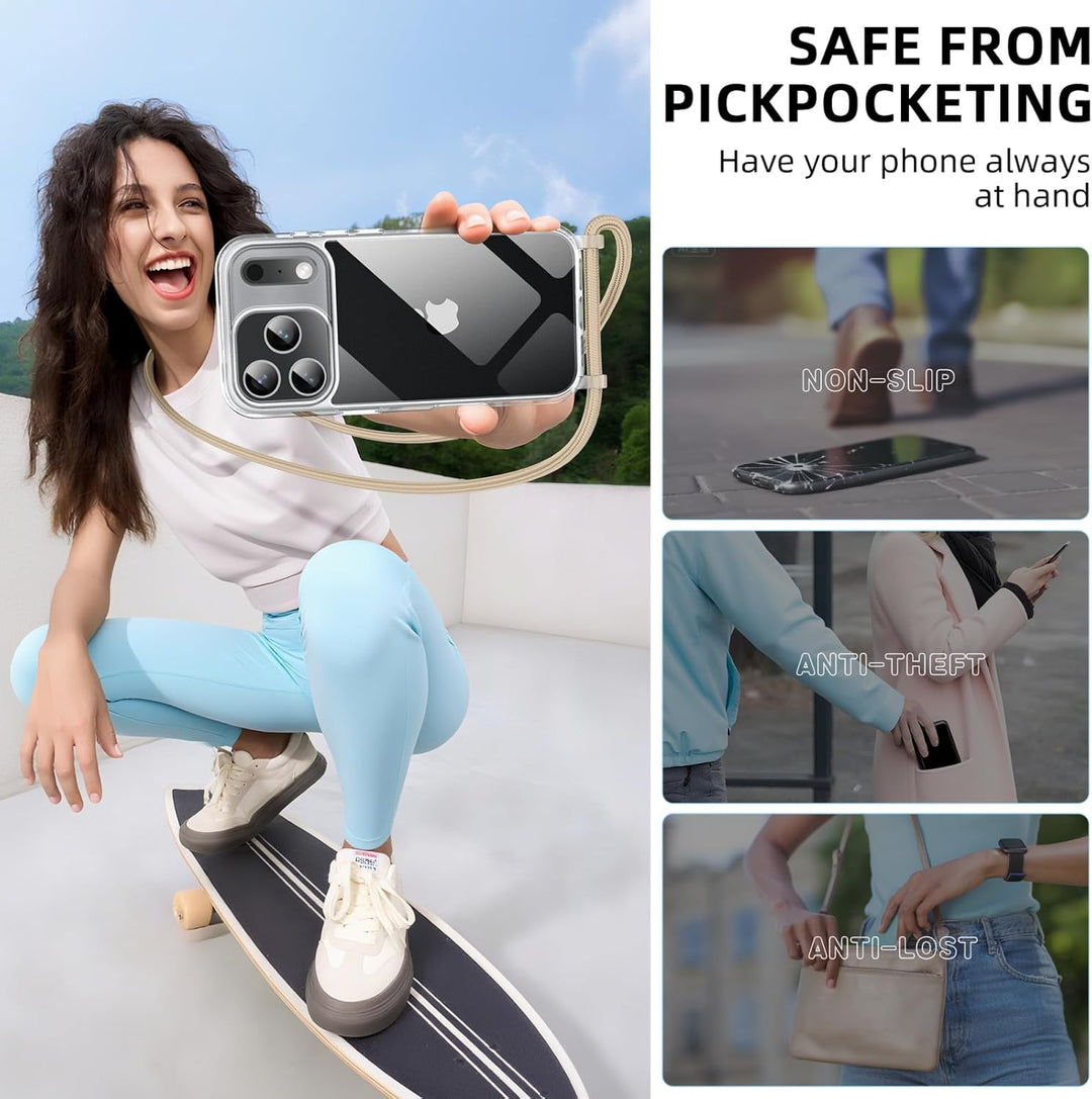 GOODVISH Handykette für iPhone 17 Pro Hülle mit Band, Kameraschutz und Bildschirmschutz, Necklace Ha
