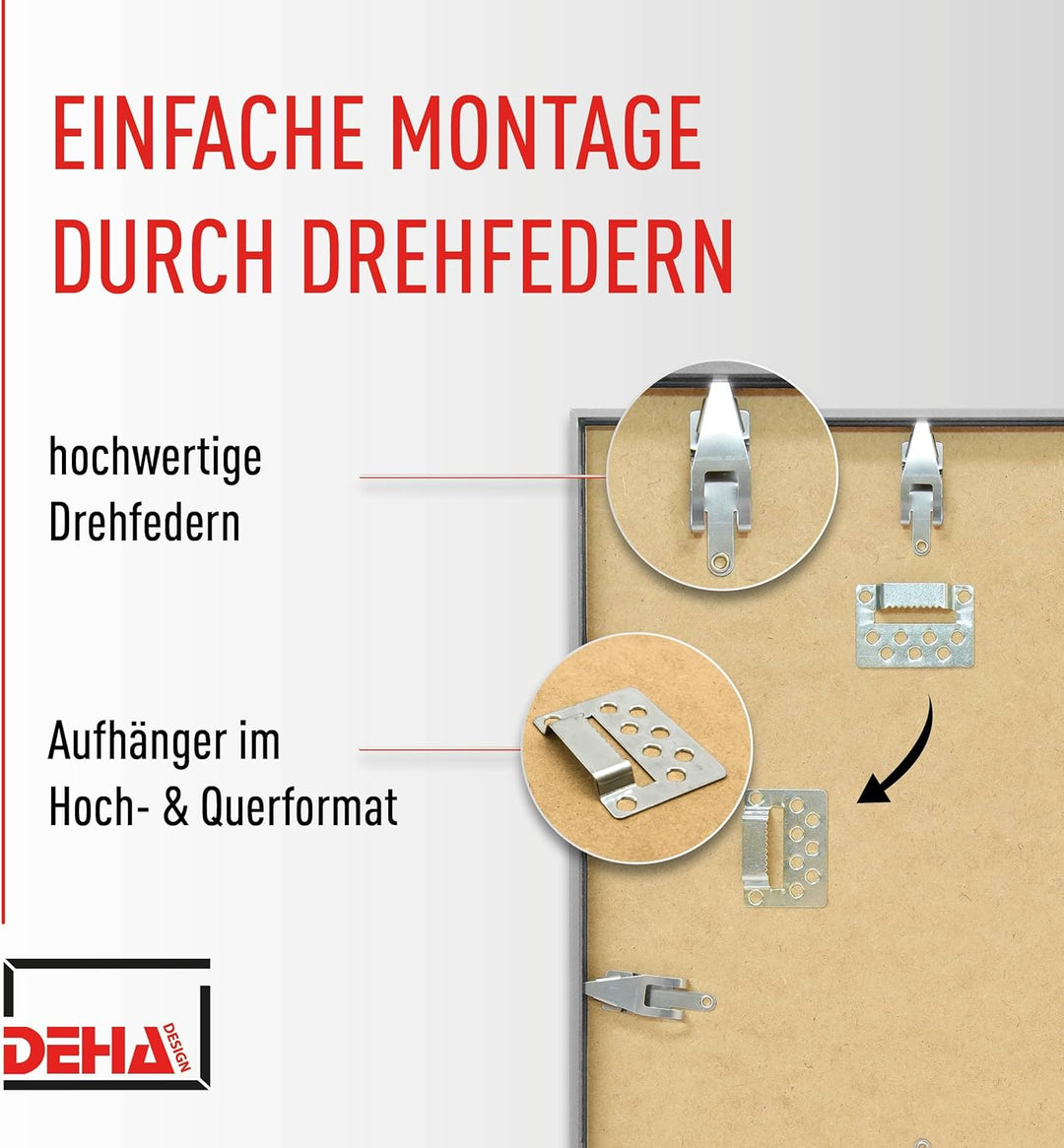 DEHA Design Bilderrahmen Tribeca, 60x90 cm, Aluminium Grau Matt, bruchsicheres Acrylglas, für Poster